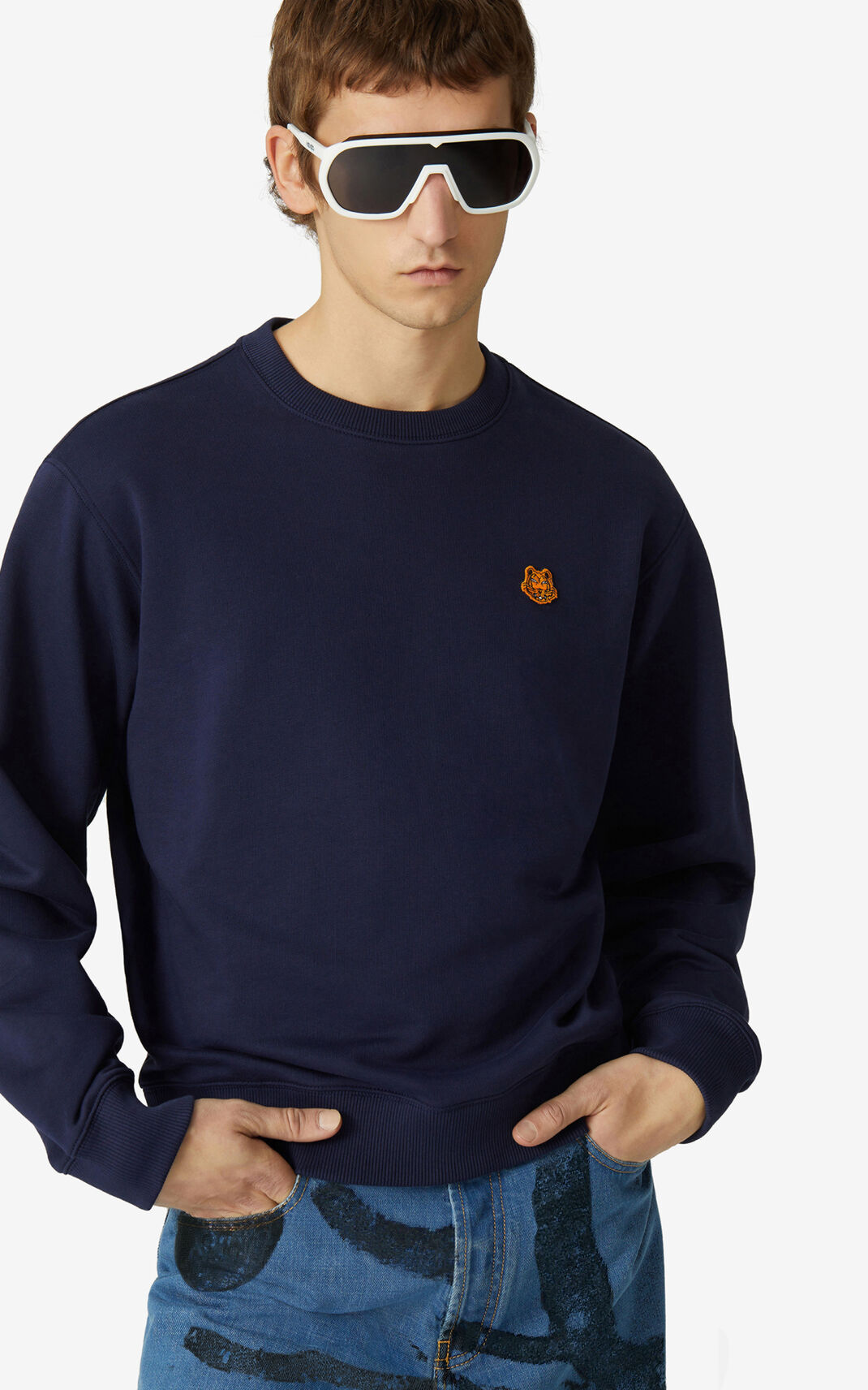 Kenzo Tiger Crest Sweatshirt Herre - Mørkeblå Blå DK-823628